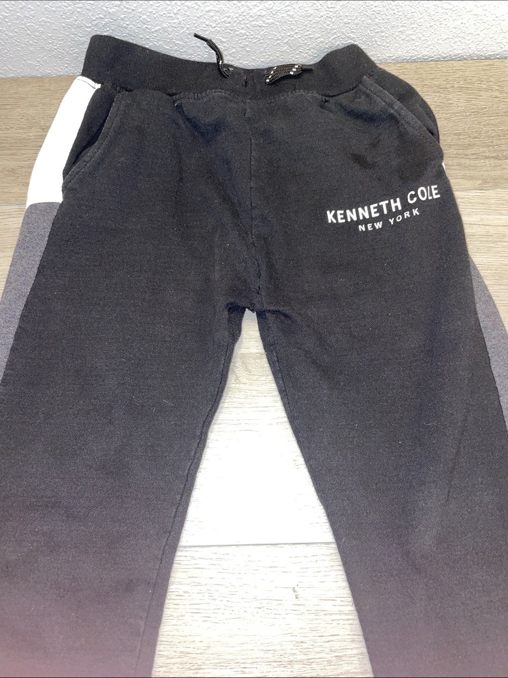 Kenneth Cole Black Joggers with White & Gray Side Stripes